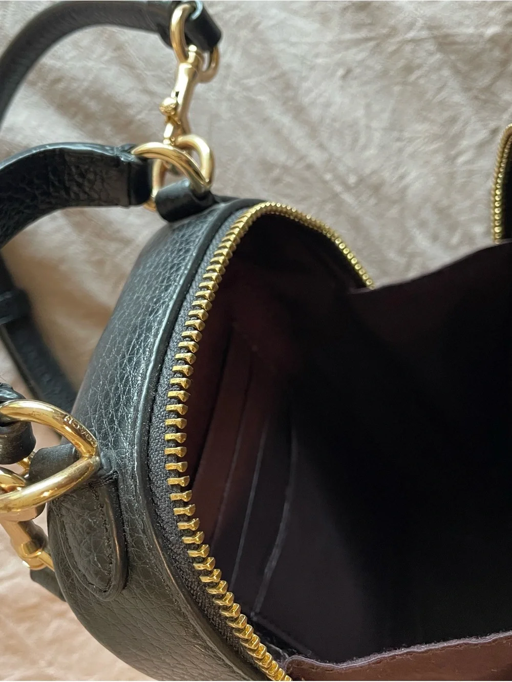 Coach Black Pebbled Leather Crossbody Phone Bag